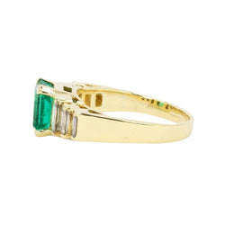 Bague Art Deco or jaune diamants emeraude colombienne Muzo 1,9 carat - Castafiore