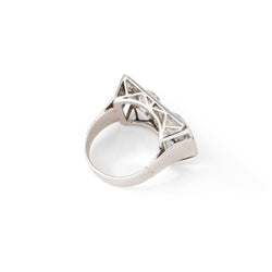 Bague Art déco rectangulaire en or blanc, platine et diamants - Castafiore