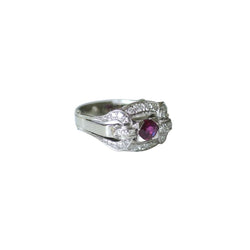 Bague Art Déco Rubis et Diamants sur Platine - Castafiore