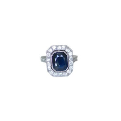 Bague Art Deco Saphir et diamants - Castafiore