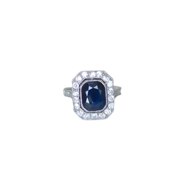 Bague Art Deco Saphir et diamants - Castafiore
