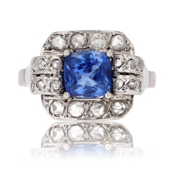 Bague art déco saphir et diamants - Castafiore