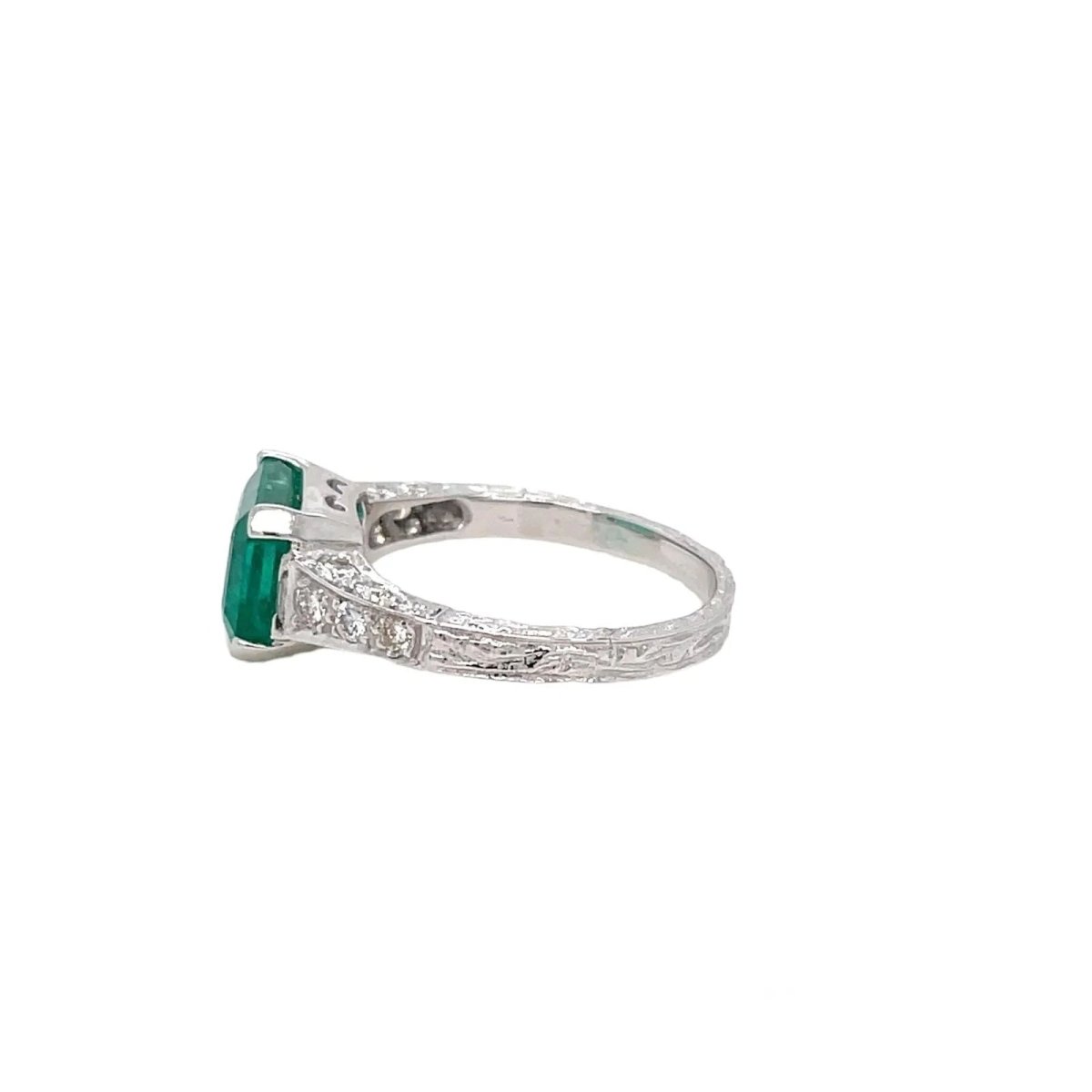Bague Art Nouveau Emeraude Diamant - Castafiore