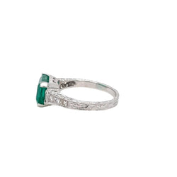Bague Art Nouveau Emeraude Diamant - Castafiore