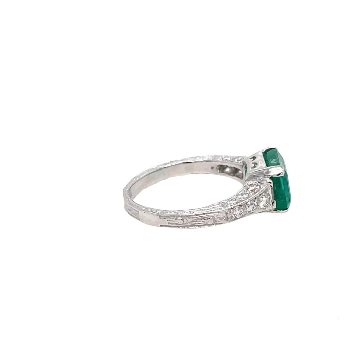 Bague Art Nouveau Emeraude Diamant - Castafiore