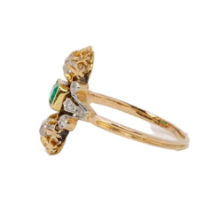 Bague Art Nouveau émeraude diamants - Castafiore
