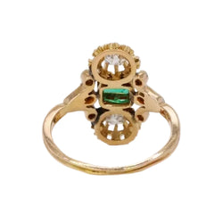 Bague Art Nouveau émeraude diamants - Castafiore