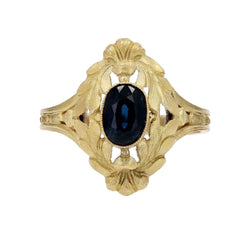 Bague Art Nouveau en or jaune et saphir - Castafiore