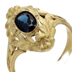 Bague Art Nouveau en or jaune et saphir - Castafiore