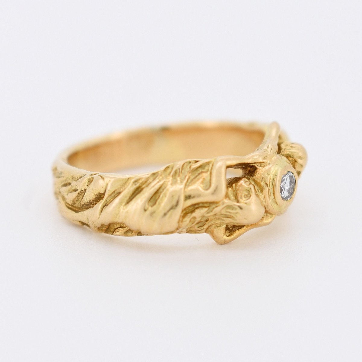 Bague Art Nouveau Or 18 carats et Diamant Décor de Femmes - Castafiore