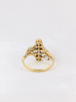 Bague Art Nouveau or diamants taille ancienne perles crème - Castafiore