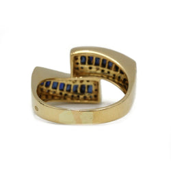 Bague asymétrique en or jaune et diamants saphirs - Castafiore