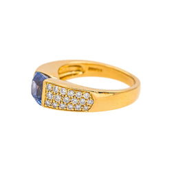Bague Bandeau BOUCHERON "Anaïs" en or jaune, saphir et diamants - Castafiore