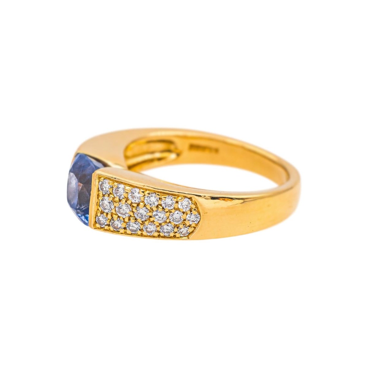 Bague Bandeau BOUCHERON "Anaïs" en or jaune, saphir et diamants - Castafiore