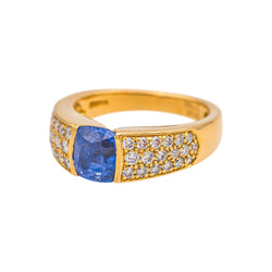 Bague Bandeau BOUCHERON "Anaïs" en or jaune, saphir et diamants - Castafiore