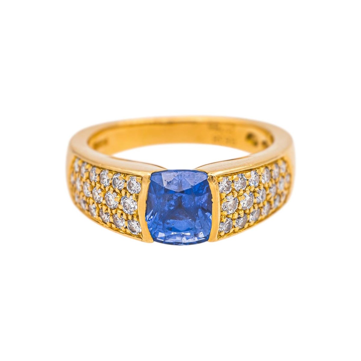 Bague Bandeau BOUCHERON "Anaïs" en or jaune, saphir et diamants - Castafiore