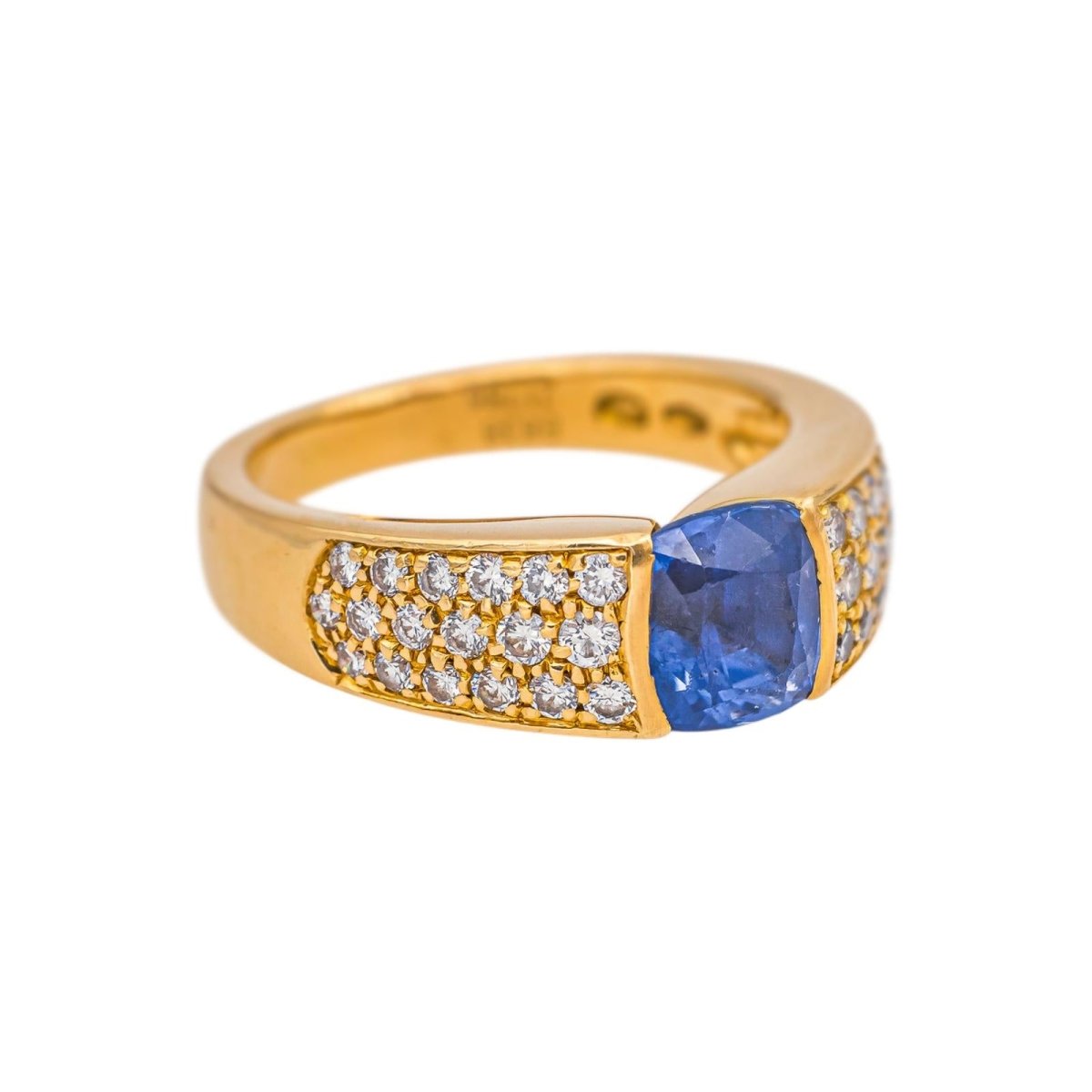 Bague Bandeau BOUCHERON "Anaïs" en or jaune, saphir et diamants - Castafiore