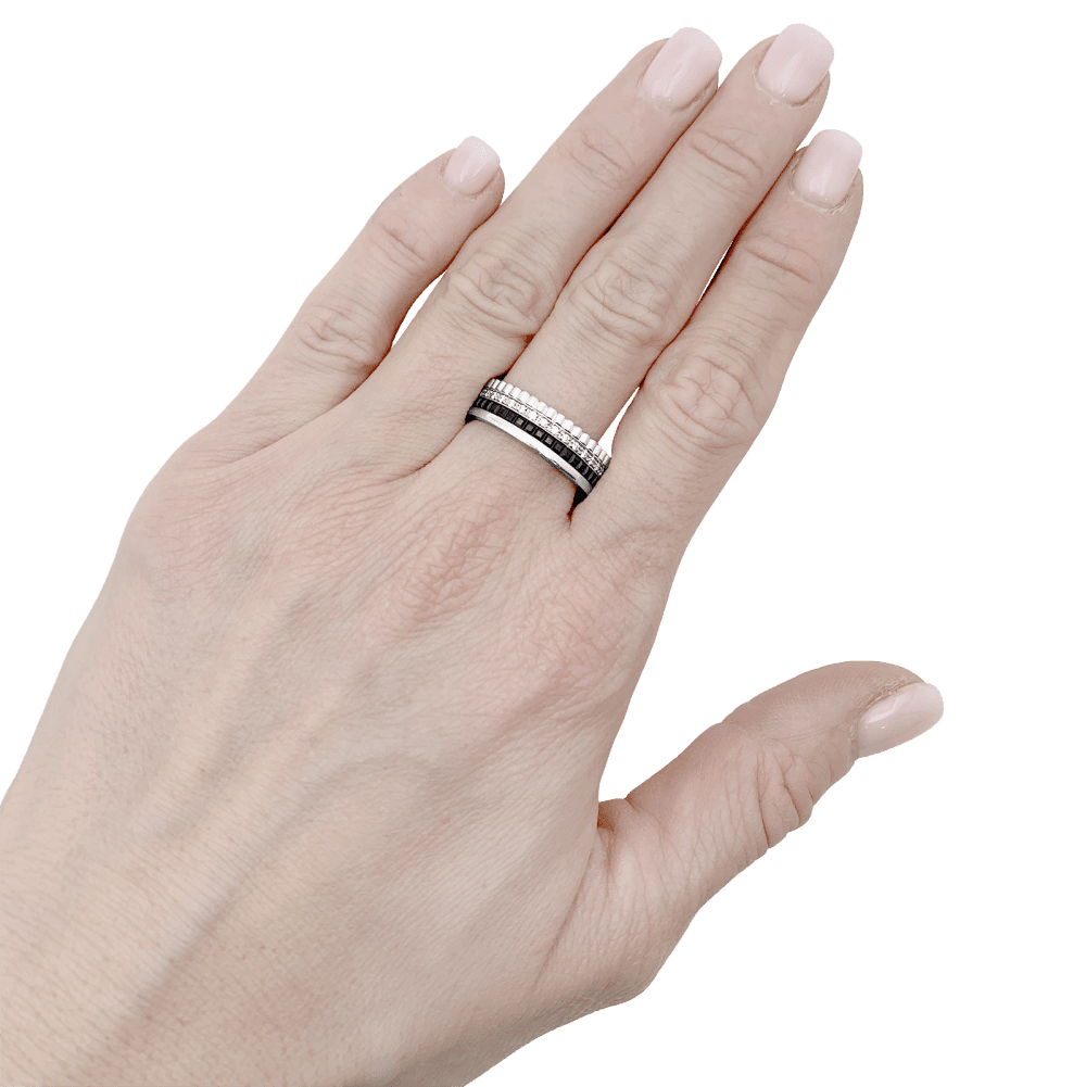 Bague Bandeau BOUCHERON "Quatre Black Édition" en or blanc et diamants - Castafiore