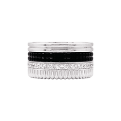 Bague Bandeau BOUCHERON "Quatre Black Édition Large" en or blanc et diamants - Castafiore