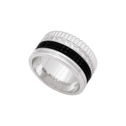 Bague Bandeau BOUCHERON "Quatre Black Édition Large" en or blanc et diamants - Castafiore