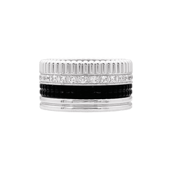 Bague Bandeau BOUCHERON "Quatre Black Édition Large" en or blanc et diamants - Castafiore