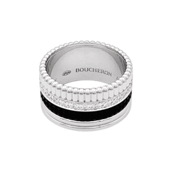 Bague Bandeau BOUCHERON "Quatre Black Édition Large" en or blanc et diamants - Castafiore