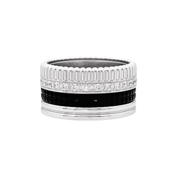 Bague Bandeau BOUCHERON "Quatre Black Édition Large" en or blanc et diamants - Castafiore
