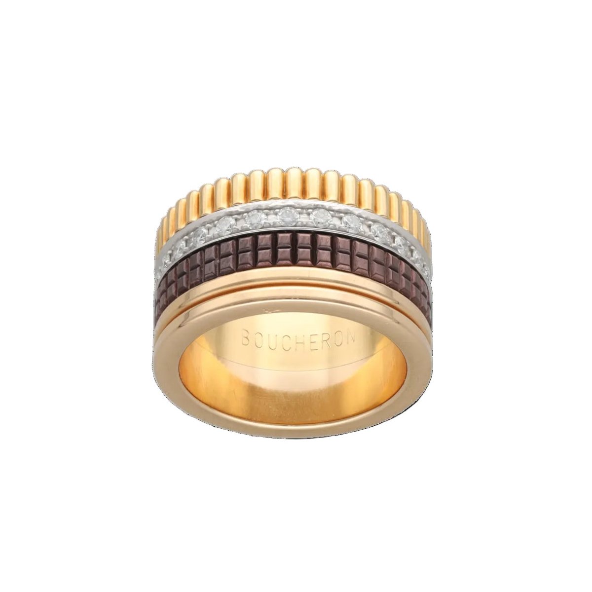 Bague Bandeau BOUCHERON "Quatre Large" en or jaune et diamants - Castafiore
