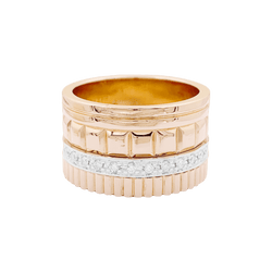 Bague Bandeau BOUCHERON "Quatre Radiant Édition" en or blanc, or rose et diamants - Castafiore
