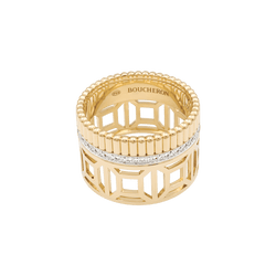 Bague Bandeau BOUCHERON "Quatre Radiat Edition Ajourée" en or blanc, or jaune et diamants - Castafiore