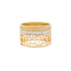 Bague Bandeau BOUCHERON "Quatre Radiat Edition Ajourée" en or blanc, or jaune et diamants - Castafiore