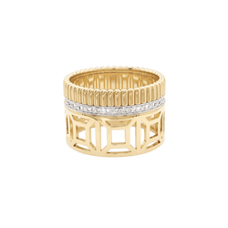 Bague Bandeau BOUCHERON "Quatre Radiat Edition Ajourée" en or blanc, or jaune et diamants - Castafiore