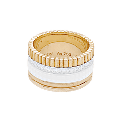 Bague Bandeau BOUCHERON "Quatre White Edition" en or jaune, or blanc, or rose, céramique et diamants - Castafiore