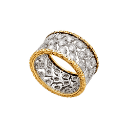 Bague Bandeau BUCCELLATI "Éternelle Band" en or blanc, or jaune et diamants - Castafiore