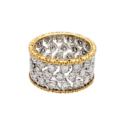 Bague Bandeau BUCCELLATI "Éternelle Band" en or blanc, or jaune et diamants - Castafiore