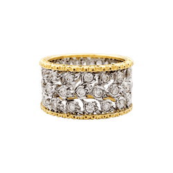 Bague Bandeau BUCCELLATI "Éternelle Band" en or blanc, or jaune et diamants - Castafiore