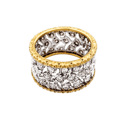 Bague Bandeau BUCCELLATI "Éternelle Band" en or blanc, or jaune et diamants - Castafiore