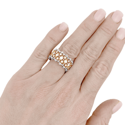 Bague Bandeau BUCCELLATI "Eternelle Band" en or jaune, or blanc et diamants - Castafiore