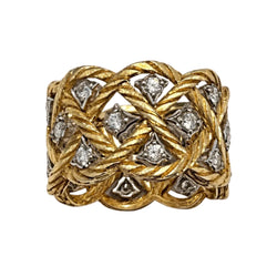 Bague Bandeau BUCCELLATI "Éternelle Étoilée" en or blanc, or jaune et diamants - Castafiore