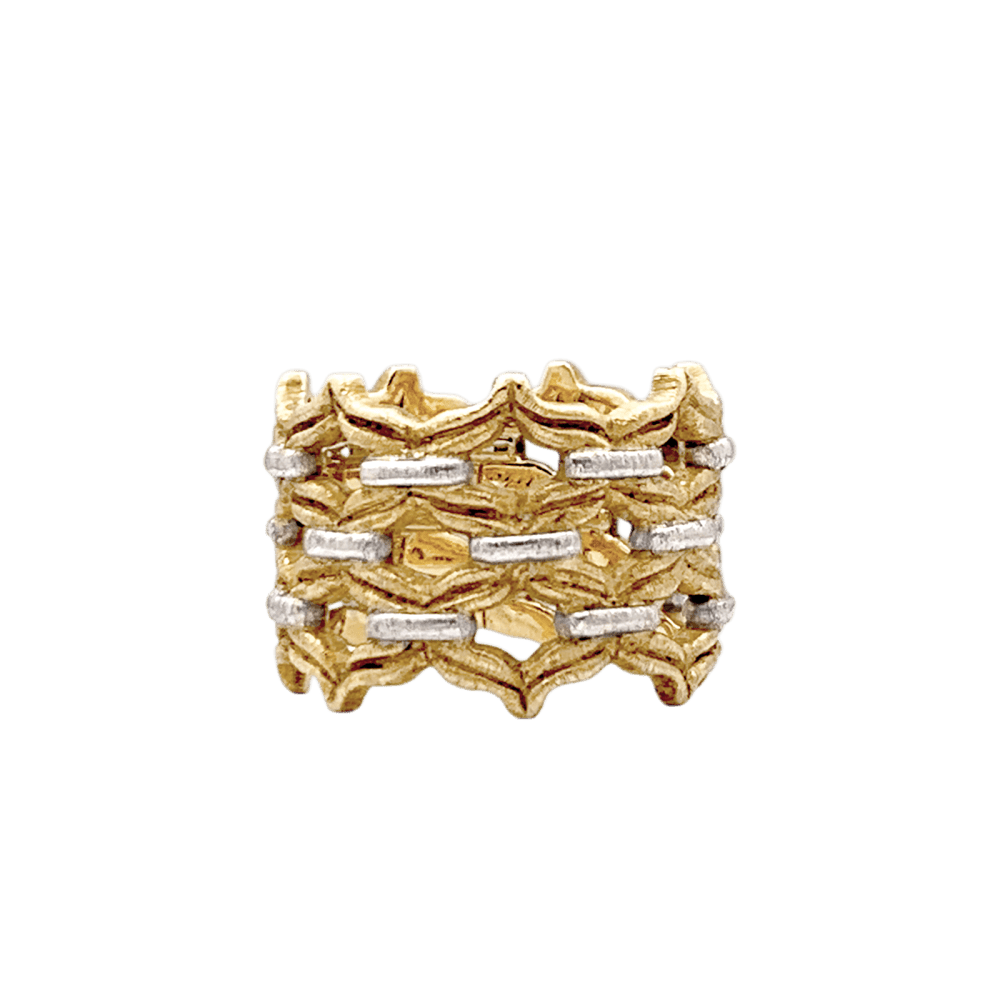 Bague Bandeau BUCCELLATI "Voile" en or jaune et or blanc - Castafiore