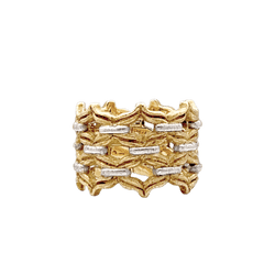 Bague Bandeau BUCCELLATI "Voile" en or jaune et or blanc - Castafiore