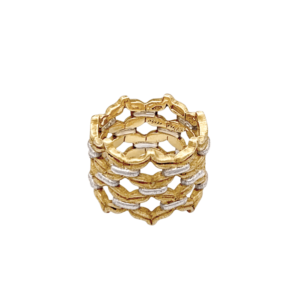 Bague Bandeau BUCCELLATI "Voile" en or jaune et or blanc - Castafiore