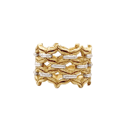 Bague Bandeau BUCCELLATI "Voile" en or jaune et or blanc - Castafiore
