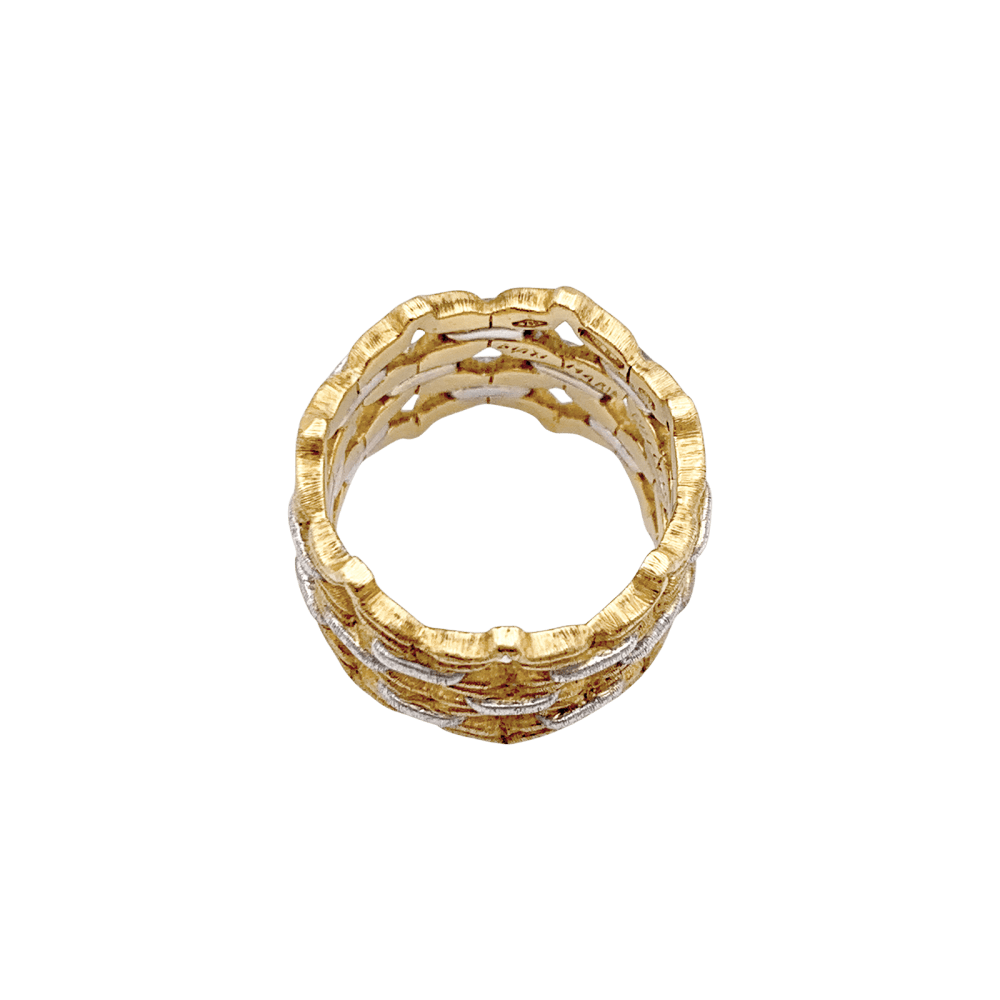 Bague Bandeau BUCCELLATI "Voile" en or jaune et or blanc - Castafiore