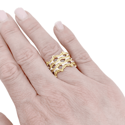 Bague Bandeau BUCCELLATI "Voile" en or jaune et or blanc - Castafiore