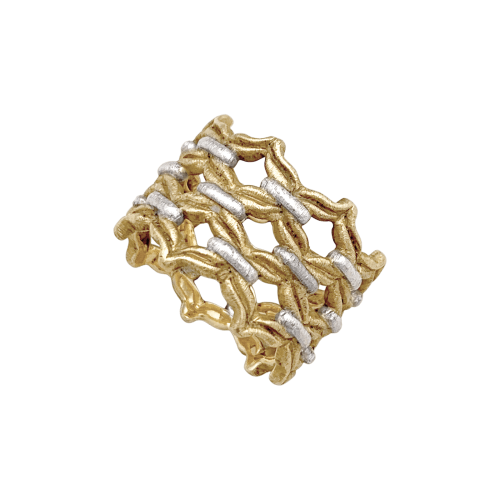Bague Bandeau BUCCELLATI "Voile" en or jaune et or blanc - Castafiore