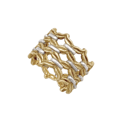 Bague Bandeau BUCCELLATI "Voile" en or jaune et or blanc - Castafiore