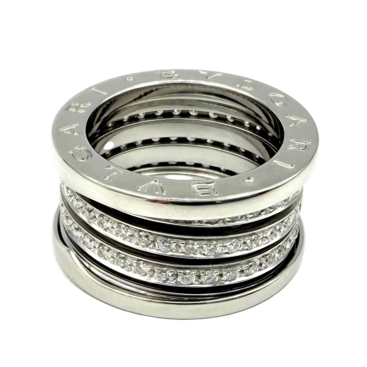 Bague Bandeau BULGARI "B.Zero1" en or blanc et diamants - Castafiore