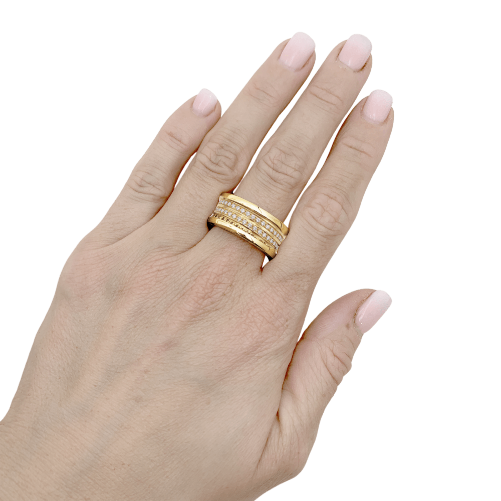 Bague Bandeau BULGARI "B.Zero1" en or jaune et diamants - Castafiore
