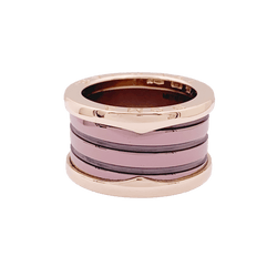 Bague Bandeau BULGARI "B.Zero1" en or rose, céramique et métal - Castafiore